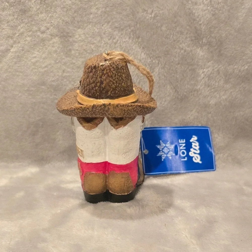 Lone‎ Star Home Sweet Texas Cowboy Boots and Hat Christmas Ornament New With Tag